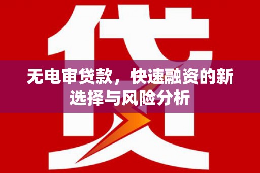 柳东无电审贷款，快速融资的新选择与风险分析