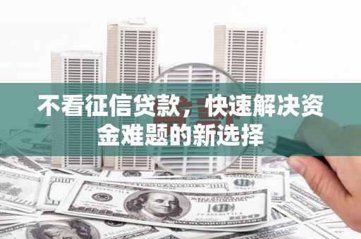 柳东不看征信贷款，快速解决资金难题的新选择
