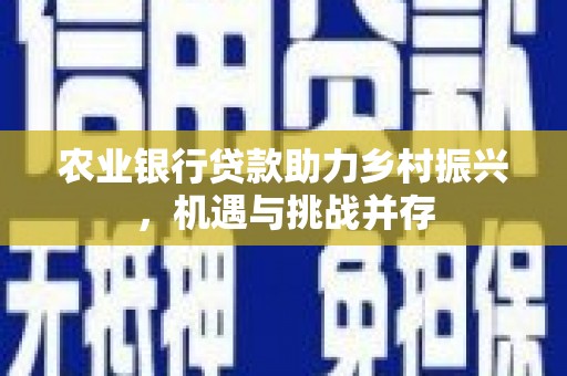 柳东农业银行贷款助力乡村振兴，机遇与挑战并存