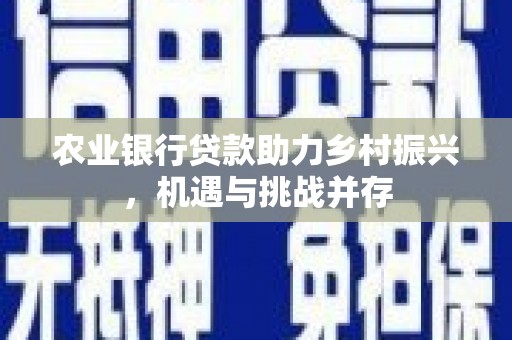 柳东农业银行贷款助力乡村振兴，机遇与挑战并存