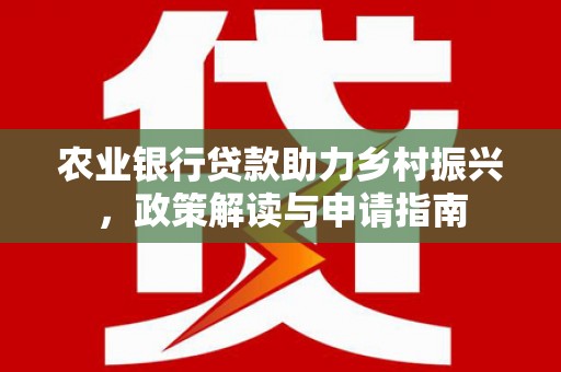 柳东农业银行贷款助力乡村振兴，政策解读与申请指南